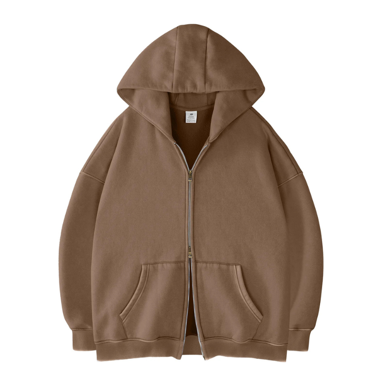 Double Zip Up Oversized Acid Wash Hoodie